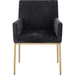 Reeves Chenille Fabric Upholstered Dining Arm Chair in Black