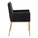 Reeves Chenille Fabric Upholstered Dining Arm Chair in Black