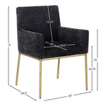 Reeves Chenille Fabric Upholstered Dining Arm Chair in Black