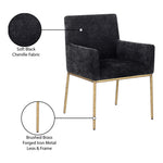 Reeves Chenille Fabric Upholstered Dining Arm Chair in Black