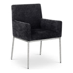 Reeves Chenille Fabric Upholstered Dining Arm Chair in Black