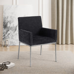 Reeves Chenille Fabric Upholstered Dining Arm Chair in Black