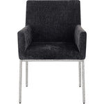 Reeves Chenille Fabric Upholstered Dining Arm Chair in Black