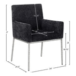 Reeves Chenille Fabric Upholstered Dining Arm Chair in Black