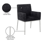 Reeves Chenille Fabric Upholstered Dining Arm Chair in Black