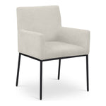 Reeves Chenille Fabric Upholstered Dining Arm Chair in Cream