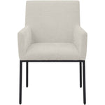 Reeves Chenille Fabric Upholstered Dining Arm Chair in Cream