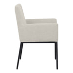 Reeves Chenille Fabric Upholstered Dining Arm Chair in Cream
