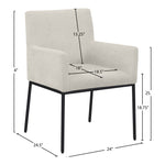Reeves Chenille Fabric Upholstered Dining Arm Chair in Cream