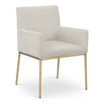 Reeves Chenille Fabric Upholstered Dining Arm Chair in Cream