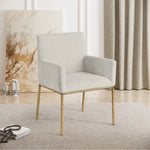 Reeves Chenille Fabric Upholstered Dining Arm Chair in Cream