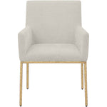 Reeves Chenille Fabric Upholstered Dining Arm Chair in Cream
