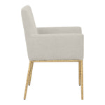 Reeves Chenille Fabric Upholstered Dining Arm Chair in Cream