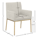 Reeves Chenille Fabric Upholstered Dining Arm Chair in Cream