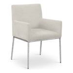 Reeves Chenille Fabric Upholstered Dining Arm Chair in Cream