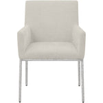 Reeves Chenille Fabric Upholstered Dining Arm Chair in Cream