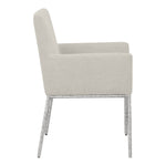 Reeves Chenille Fabric Upholstered Dining Arm Chair in Cream