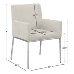 Reeves Chenille Fabric Upholstered Dining Arm Chair in Cream