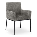 Reeves Chenille Fabric Upholstered Dining Arm Chair in Grey