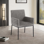 Reeves Chenille Fabric Upholstered Dining Arm Chair in Grey