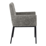 Reeves Chenille Fabric Upholstered Dining Arm Chair in Grey