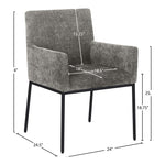 Reeves Chenille Fabric Upholstered Dining Arm Chair in Grey