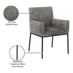 Reeves Chenille Fabric Upholstered Dining Arm Chair in Grey