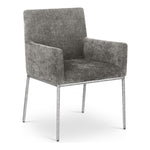Reeves Chenille Fabric Upholstered Dining Arm Chair in Grey