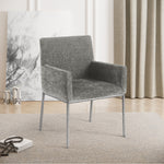 Reeves Chenille Fabric Upholstered Dining Arm Chair in Grey