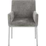 Reeves Chenille Fabric Upholstered Dining Arm Chair in Grey