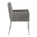 Reeves Chenille Fabric Upholstered Dining Arm Chair in Grey