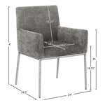 Reeves Chenille Fabric Upholstered Dining Arm Chair in Grey