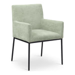 Reeves Chenille Fabric Upholstered Dining Arm Chair in Mint