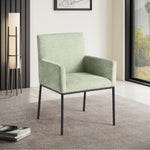 Reeves Chenille Fabric Upholstered Dining Arm Chair in Mint