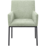 Reeves Chenille Fabric Upholstered Dining Arm Chair in Mint