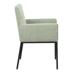Reeves Chenille Fabric Upholstered Dining Arm Chair in Mint