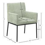 Reeves Chenille Fabric Upholstered Dining Arm Chair in Mint