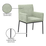 Reeves Chenille Fabric Upholstered Dining Arm Chair in Mint