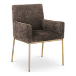 Reeves Chenille Fabric Upholstered Dining Arm Chair in Brown