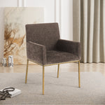 Reeves Chenille Fabric Upholstered Dining Arm Chair in Brown