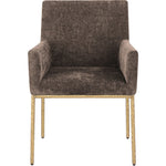 Reeves Chenille Fabric Upholstered Dining Arm Chair in Brown