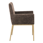 Reeves Chenille Fabric Upholstered Dining Arm Chair in Brown