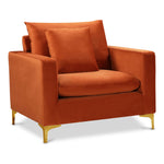 Naomi Velvet Upholstered Chair in Cognac