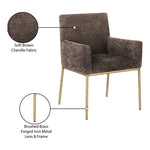 Reeves Chenille Fabric Upholstered Dining Arm Chair in Brown