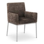 Reeves Chenille Fabric Upholstered Dining Arm Chair in Brown