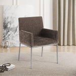 Reeves Chenille Fabric Upholstered Dining Arm Chair in Brown