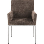 Reeves Chenille Fabric Upholstered Dining Arm Chair in Brown