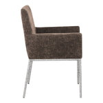 Reeves Chenille Fabric Upholstered Dining Arm Chair in Brown