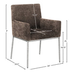 Reeves Chenille Fabric Upholstered Dining Arm Chair in Brown