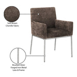 Reeves Chenille Fabric Upholstered Dining Arm Chair in Brown